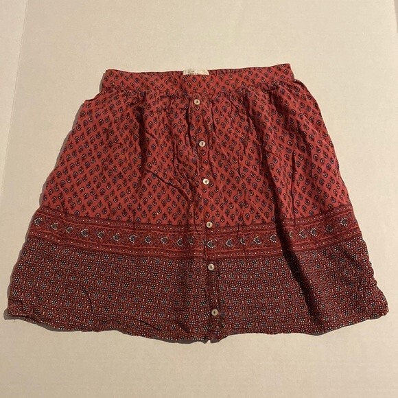 Abercrombie & Fitch Womens Printed Button Front A-Line Skirt Brown Size S - Picture 1 of 5